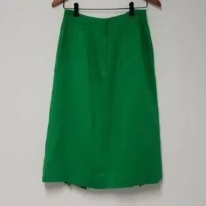 The Villager green pleated midi skirt
